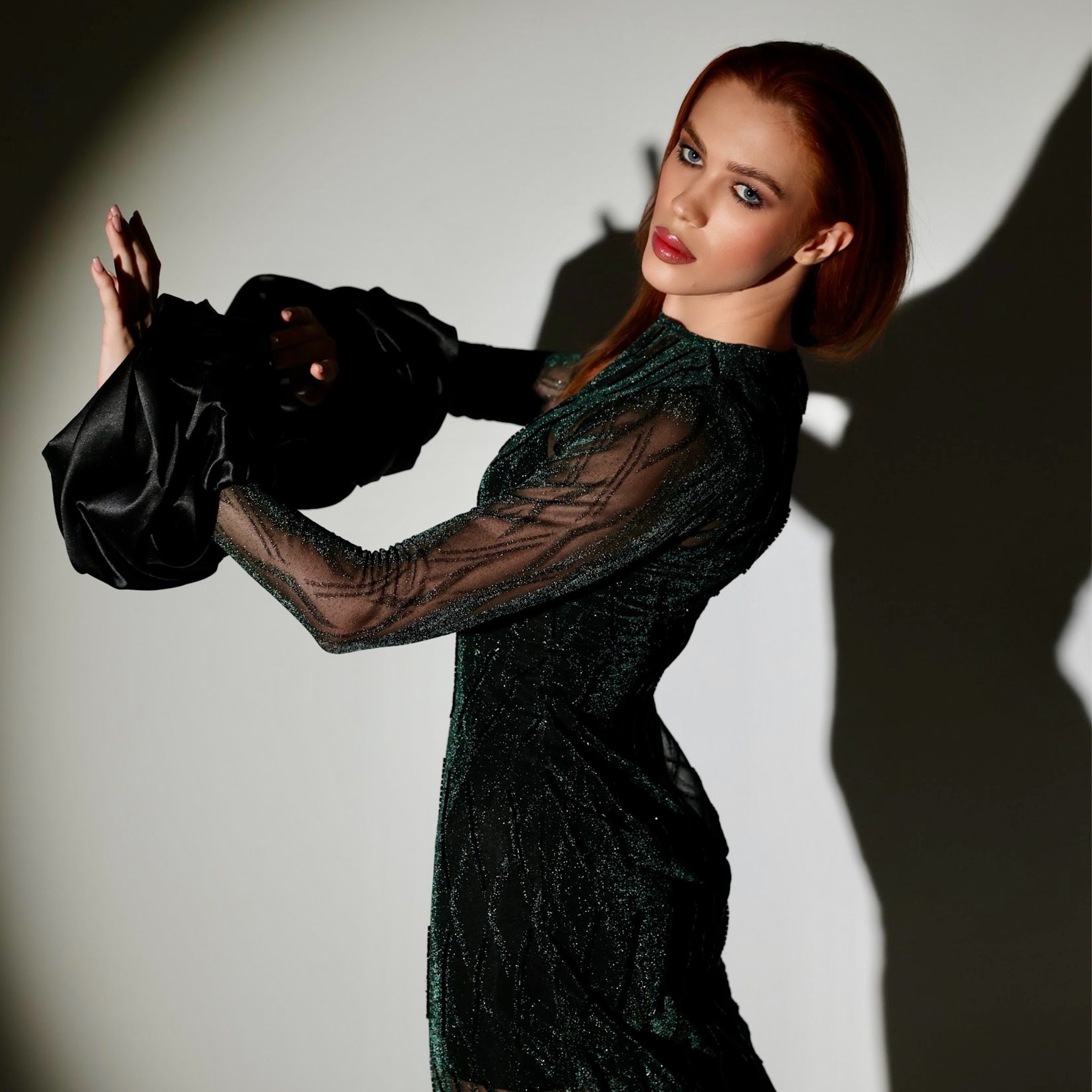 GLIMMER SHEER PUFFY DRESS