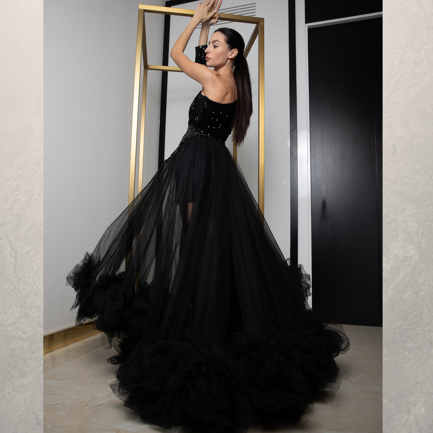 Black Tulle Princess Ballgown