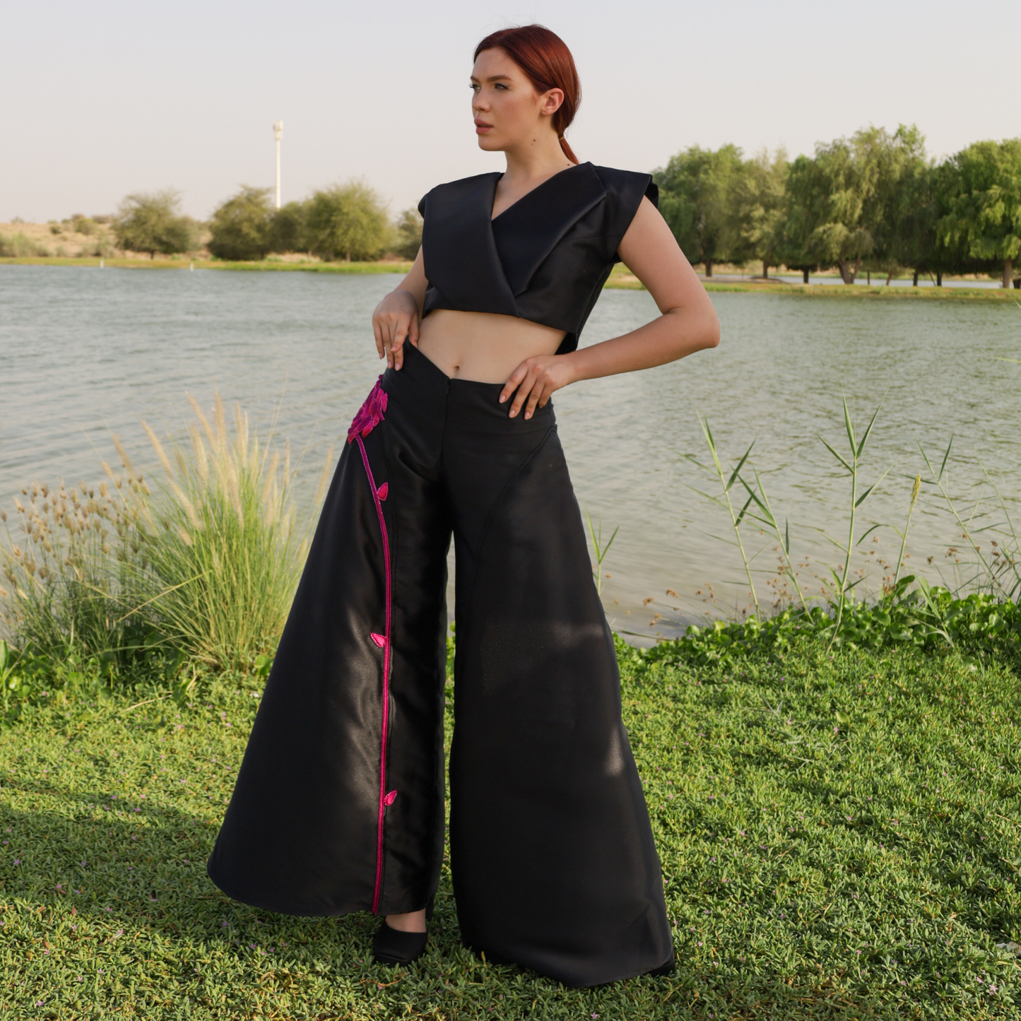 Black Mikado Palazzo Pants