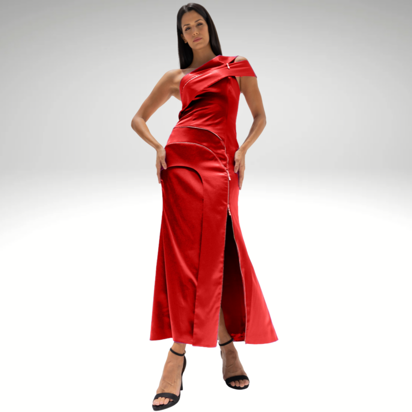 Red Metamorphosis Crepe Dress