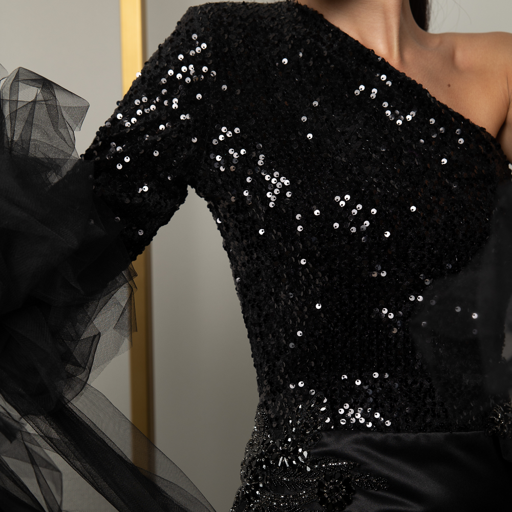 
                      
                        Black Tulle Princess Ballgown
                      
                    