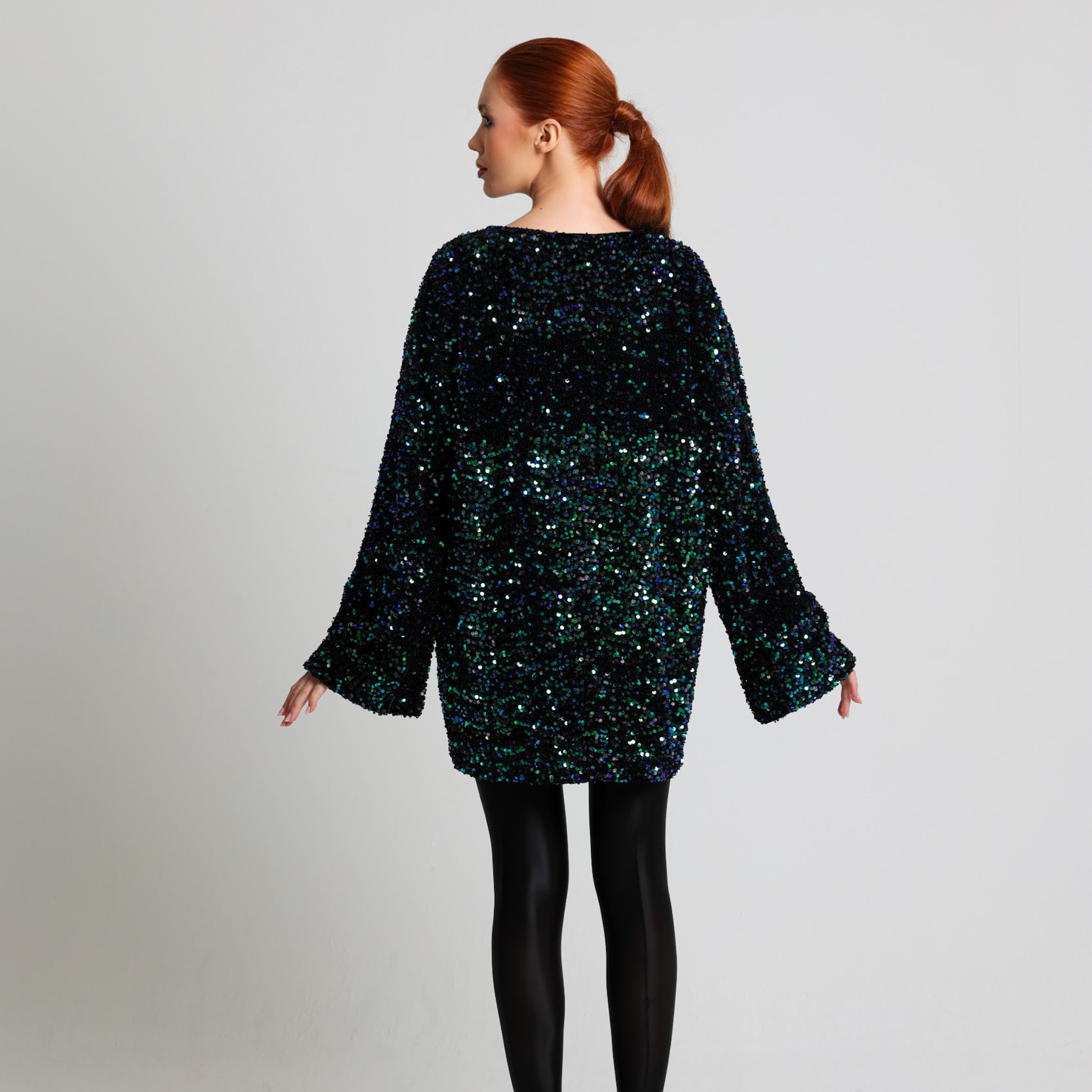 Oversized Velvet Sequin Short Dress