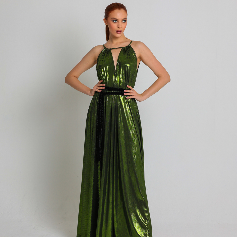 
                      
                        ShineFlow Evening Dress with Belt
                      
                    