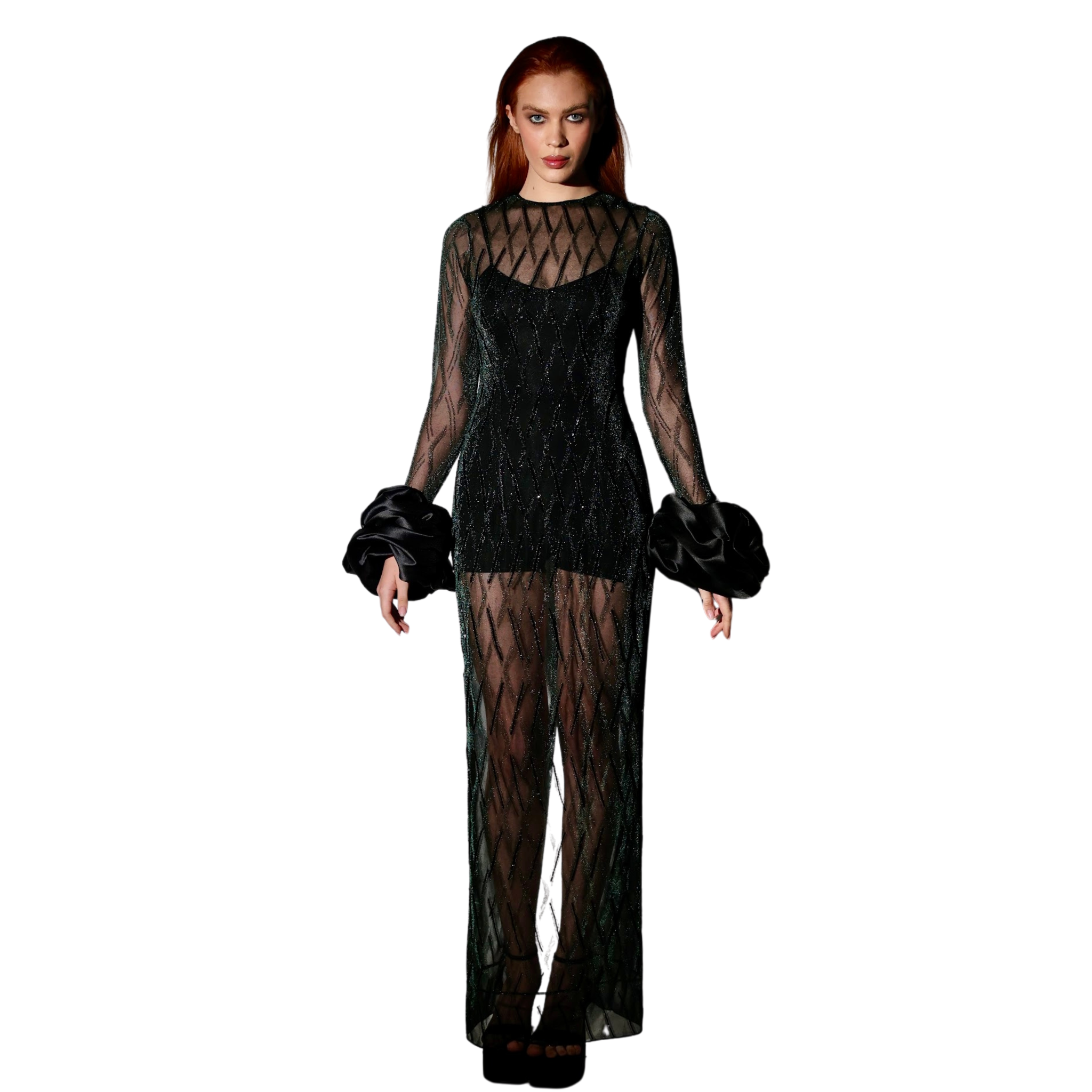 GLIMMER SHEER PUFF DRESS