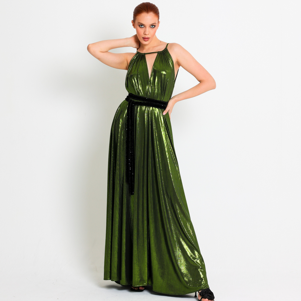 
                      
                        ShineFlow Evening Dress with Belt
                      
                    