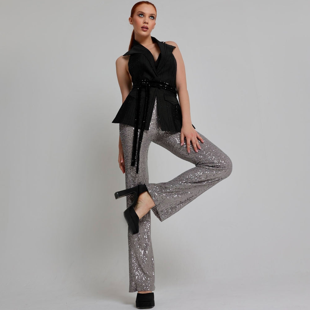 
                      
                        Silver Sequined Pants
                      
                    