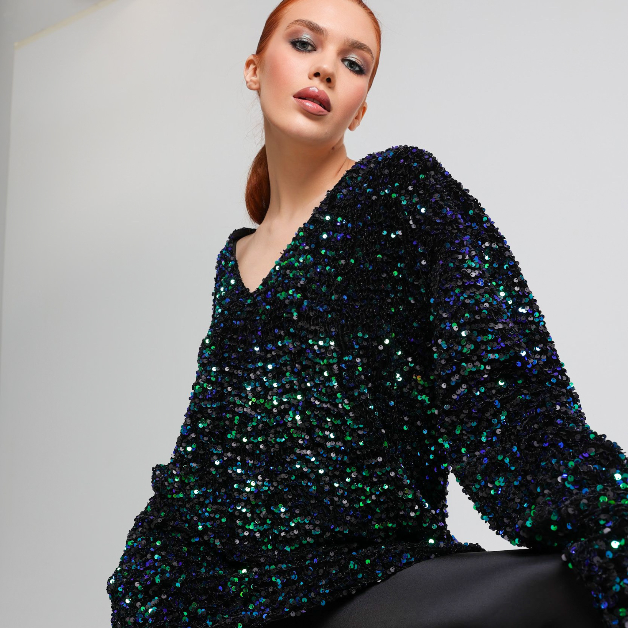 Oversized Velvet Sequin Short Dress