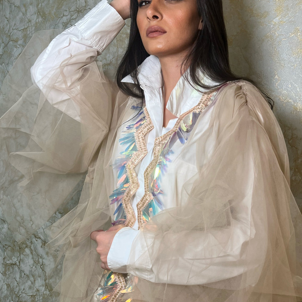 
                      
                        Tulle Ruffle Abaya with Embellishment
                      
                    