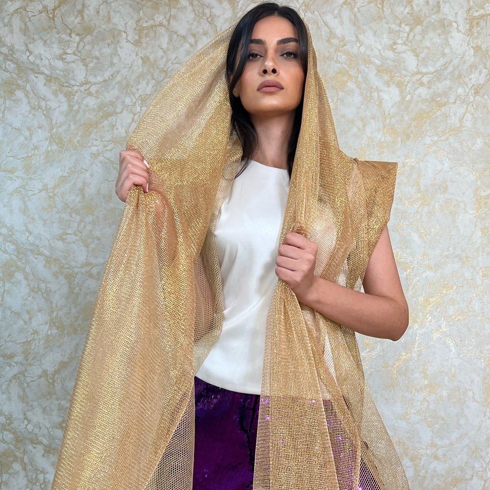 
                      
                        Golden Net Abaya With Embroidery
                      
                    
