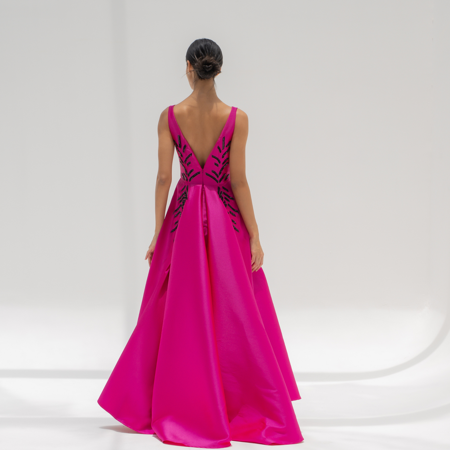 Mikado Fuschia Evening Dress