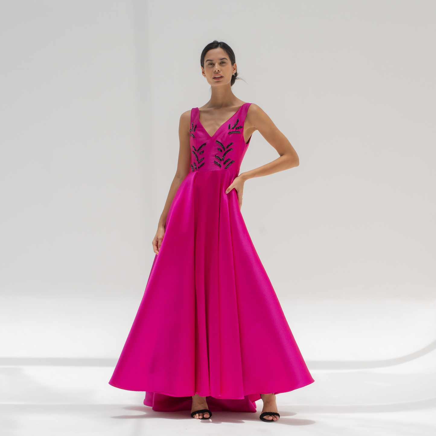 Mikado Fuschia Evening Dress