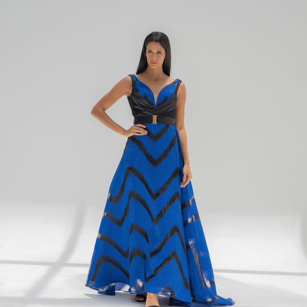 Blue Organza Dress with Taffeta