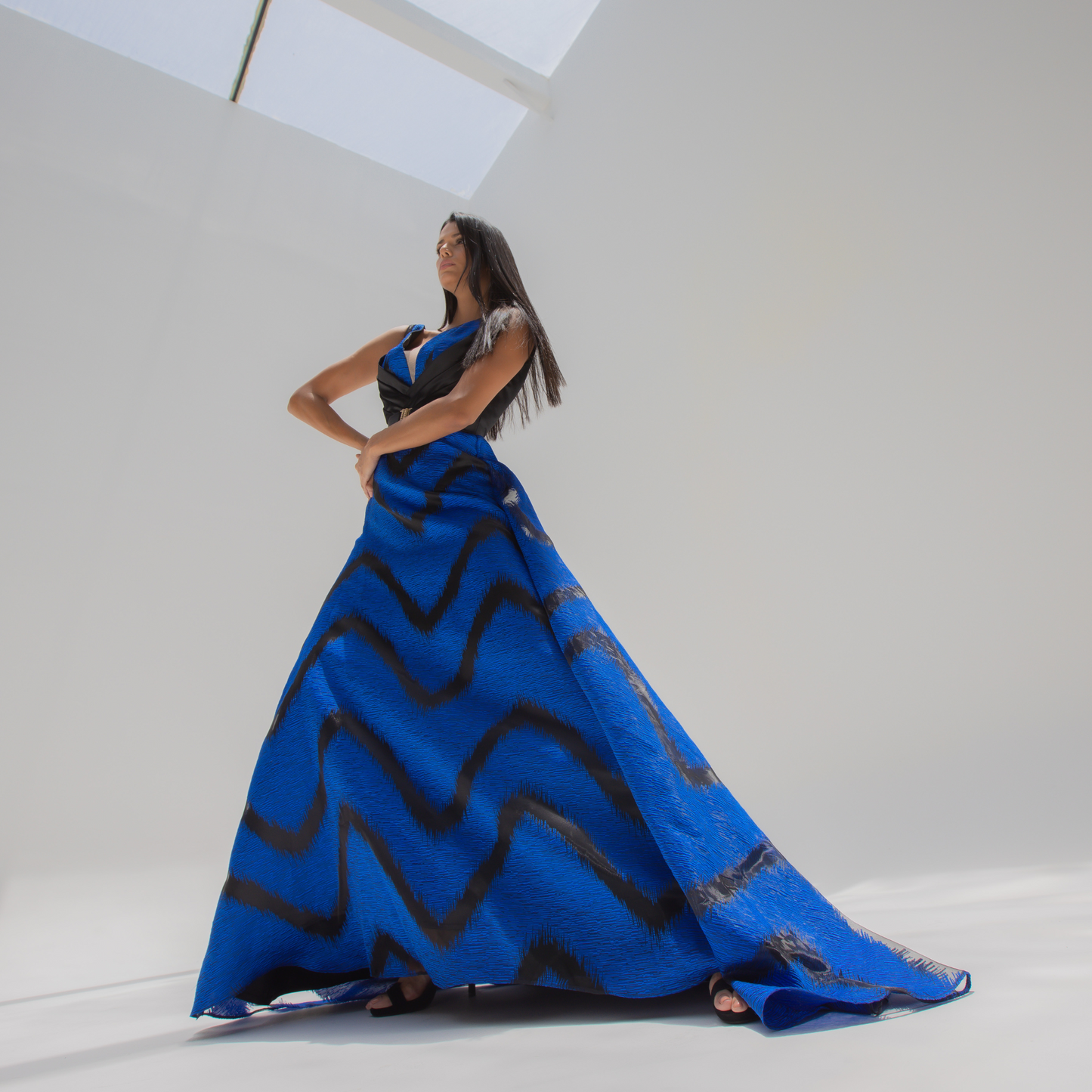 Blue Organza Dress with Taffeta