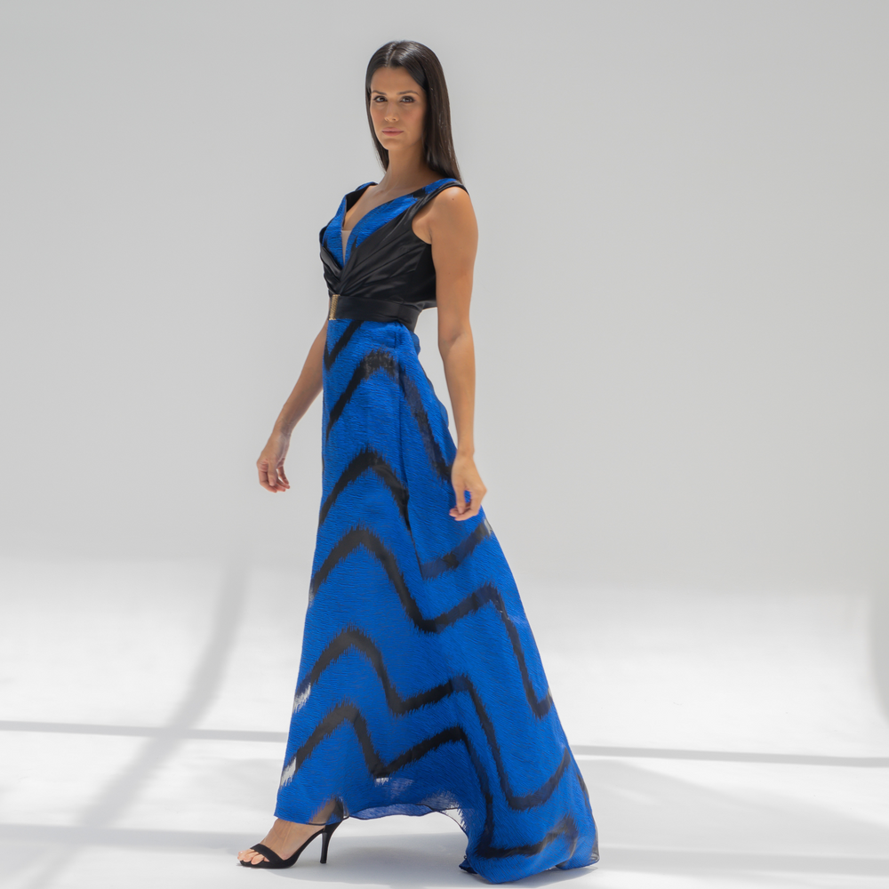 
                      
                        Blue Organza Dress with Taffeta
                      
                    