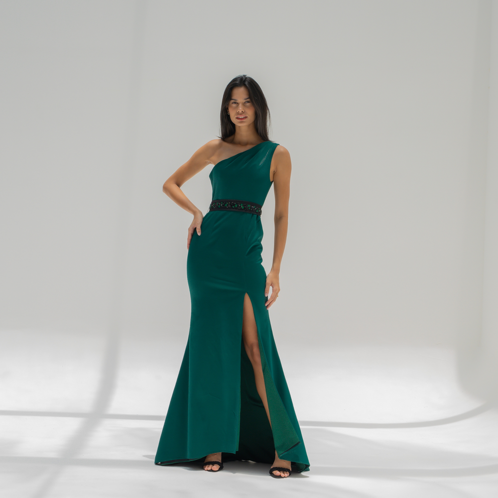 
                      
                        Emerald Green Dress with Belt
                      
                    