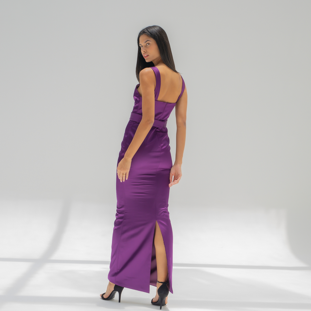 Purple Crepe Silk Cocktail Dress