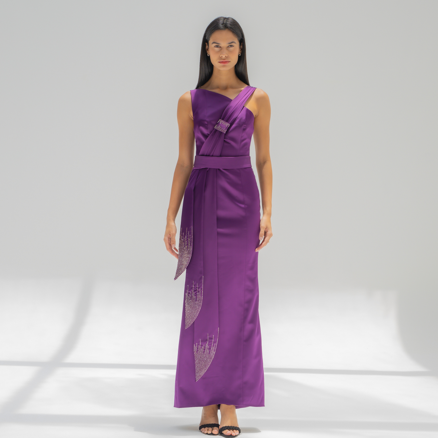 Purple Crepe Silk Cocktail Dress